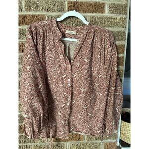 Rare Dôen O'Keefe Top in Red Prancing Fawn M
